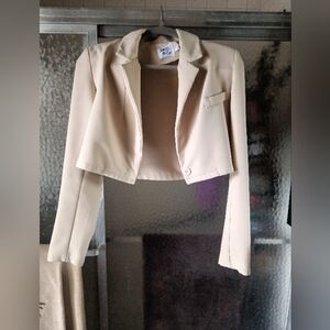 Princess Polly Cropped Cream Blazer